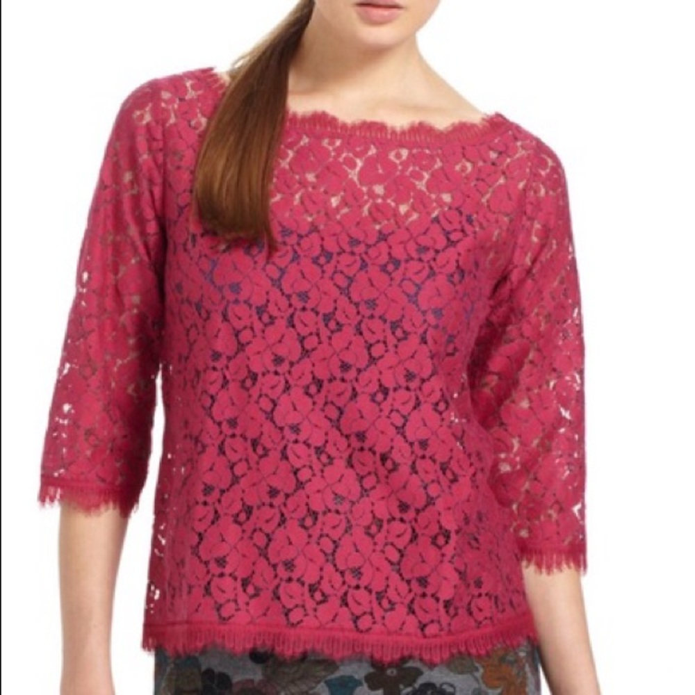 ANTHROPOLOGIE WESTON WEAR PINK LACE BLOUSE